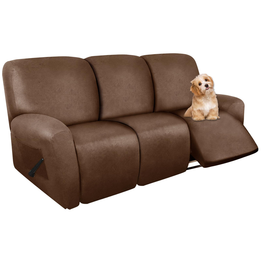 molasofa Leather Like Additional Recliner Console Cover for Reclining Loveseat Covers Stretch Jacquard Middle Consolefor Recliner Couch(Dark Brown)