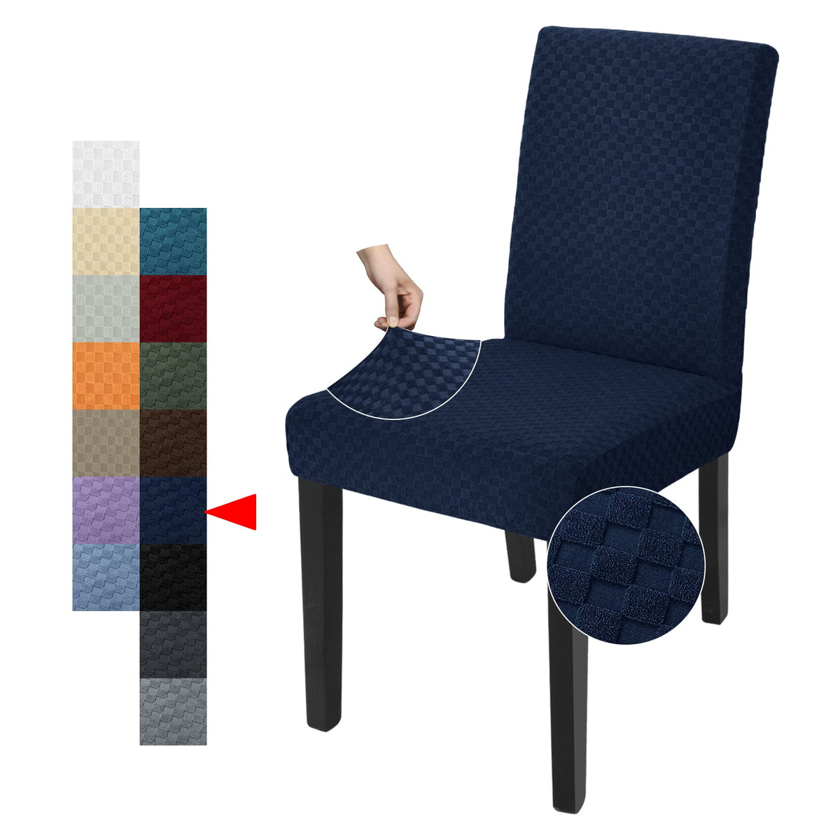 YEMYHOM 2 Packs Latest Checkered Dining Chair Slipcover Parsons Chair Furniture Protector Stretch Chair Covers for Dining Room, Restaurant, Kitchen, Party (Light Gray)