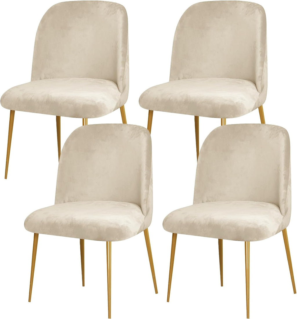 Gollense Curved Back Chair Covers for Dining Room, Mid Century Modern Chair Slipcovers, Semi Circle Back Chair Seat Protector for Kitchen Living Room (4, Beige)