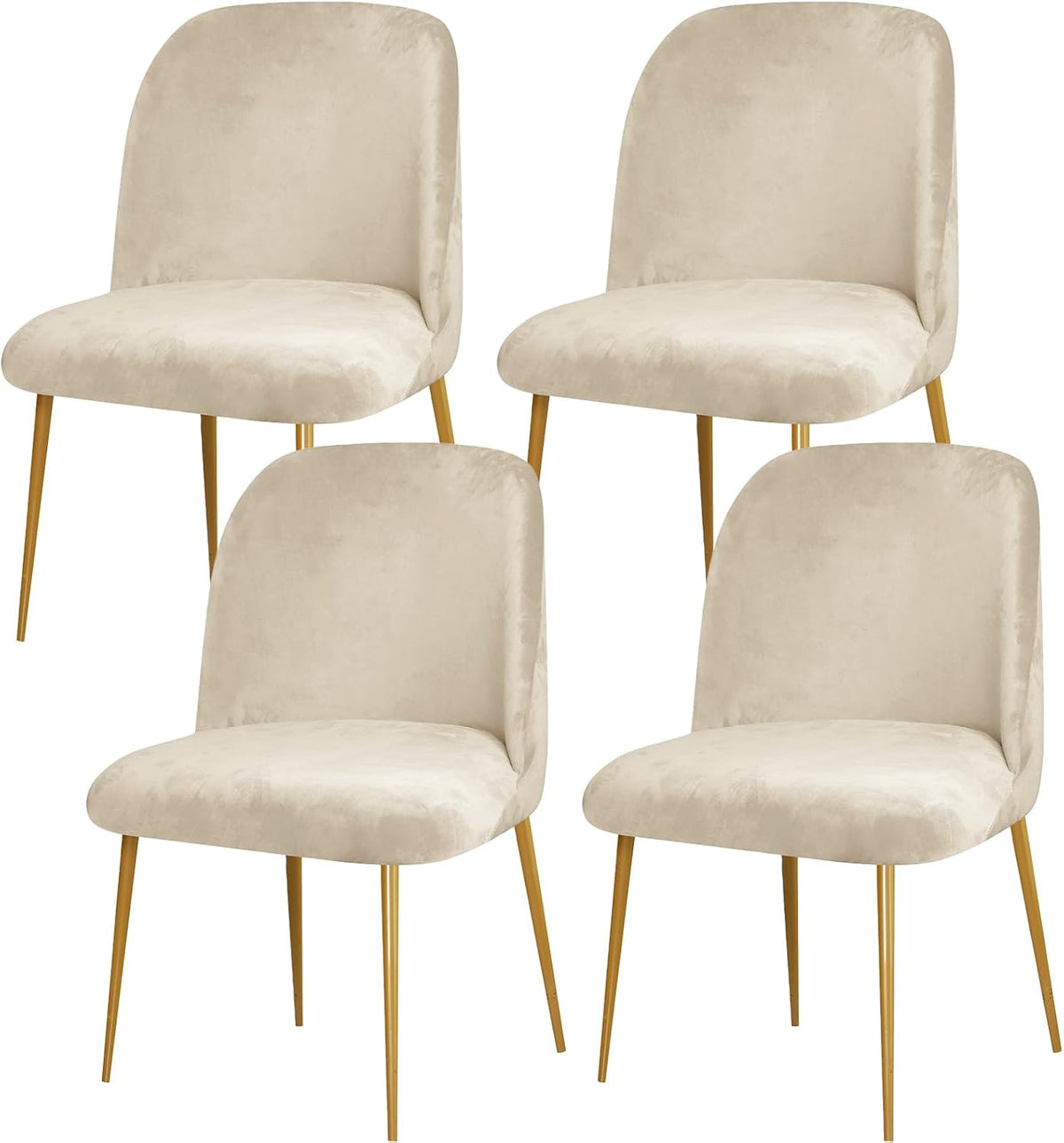 Gollense Curved Back Chair Covers for Dining Room, Mid Century Modern Chair Slipcovers, Semi Circle Back Chair Seat Protector for Kitchen Living Room (4, Beige)
