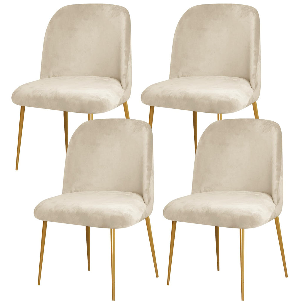 Gollense Curved Back Chair Covers for Dining Room, Mid Century Modern Chair Slipcovers, Semi Circle Back Chair Seat Protector for Kitchen Living Room (4, Beige)