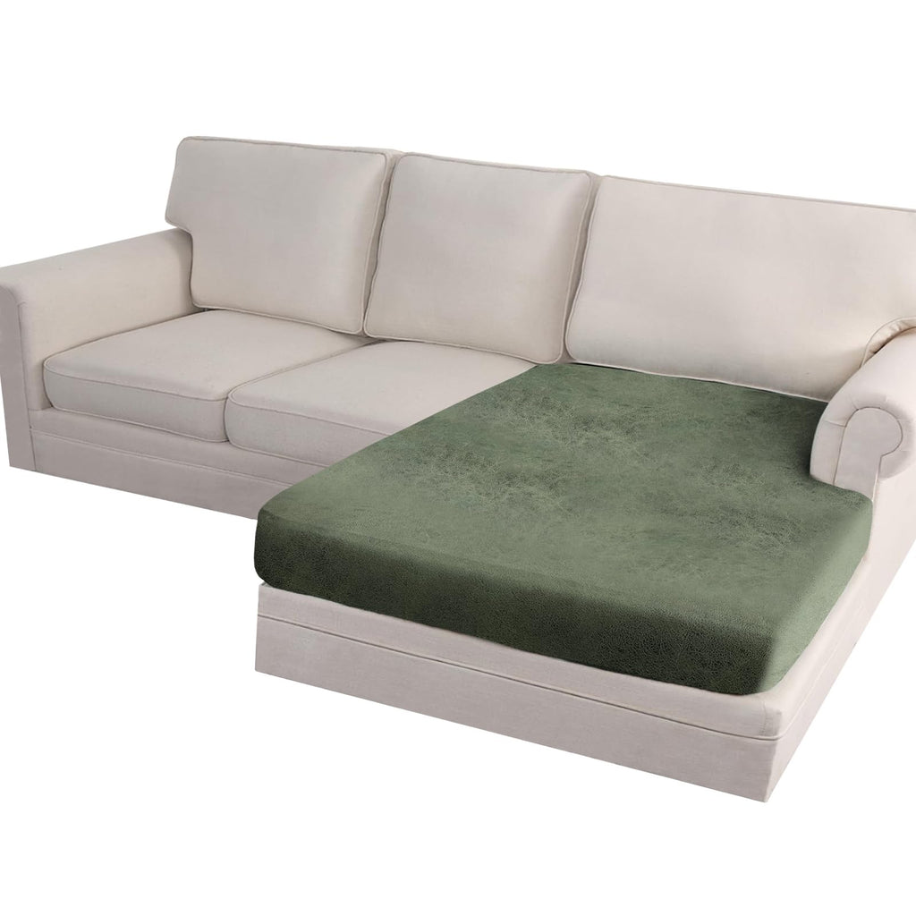 Loveseat Cushion Covers Leather-Look 2PC Stretch Love Seat Slipcover Sets for Living Room Individual Couch Seat Protector, Pet-Friendly, Non-Slip, Easy Fit - Coffee