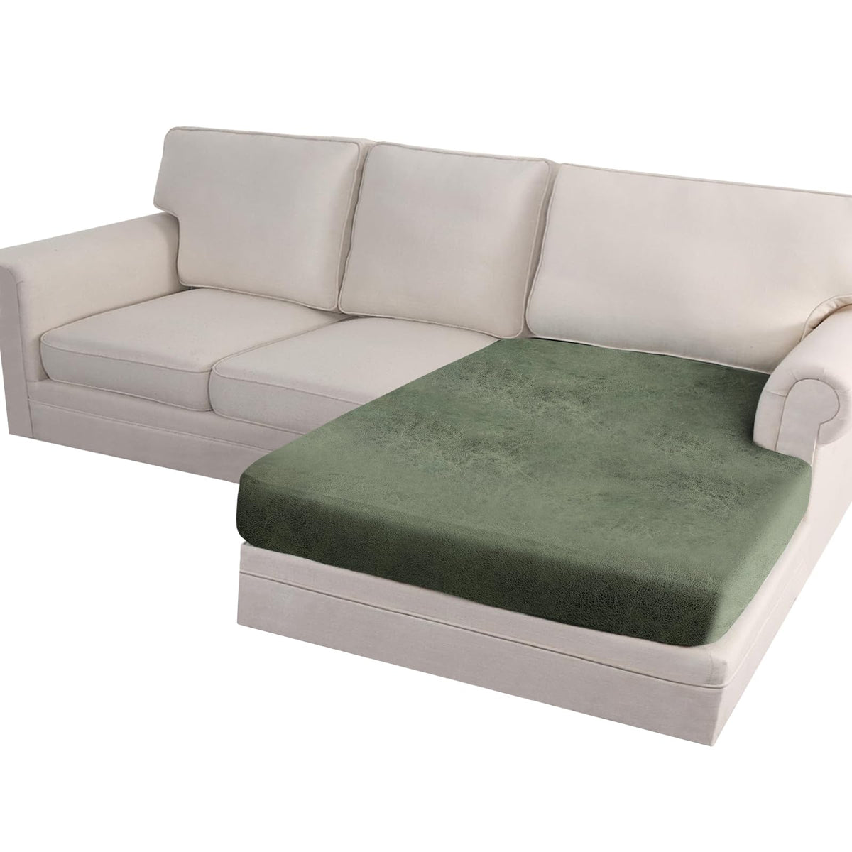 Loveseat Cushion Covers Leather-Look 2PC Stretch Love Seat Slipcover Sets for Living Room Individual Couch Seat Protector, Pet-Friendly, Non-Slip, Easy Fit - Coffee