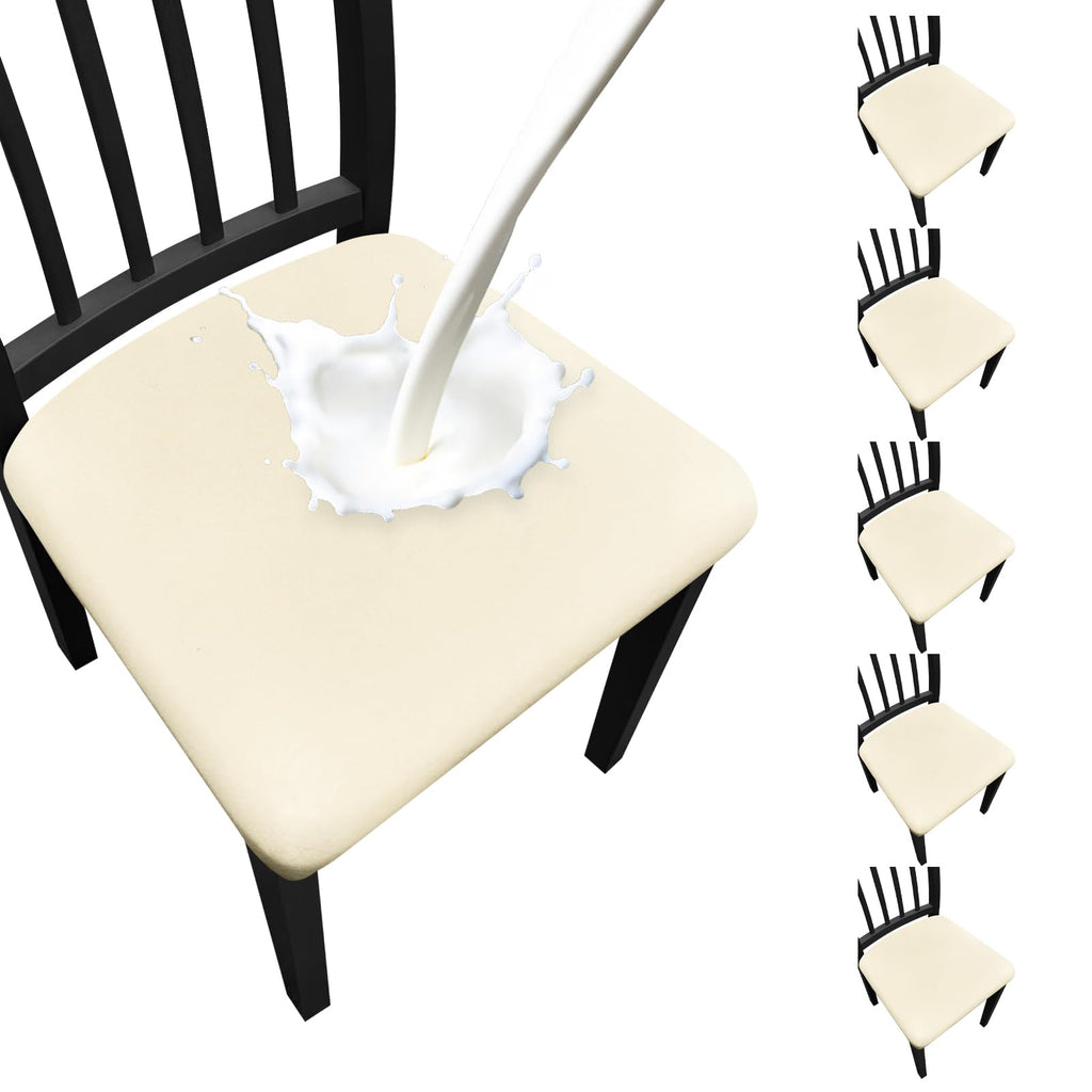 Waterproof Dining Chair Seat Covers Set of 6, Stretch Removable Dining Room Seat Covers for Dining Chairs, Kitchen, Hotel, Party
