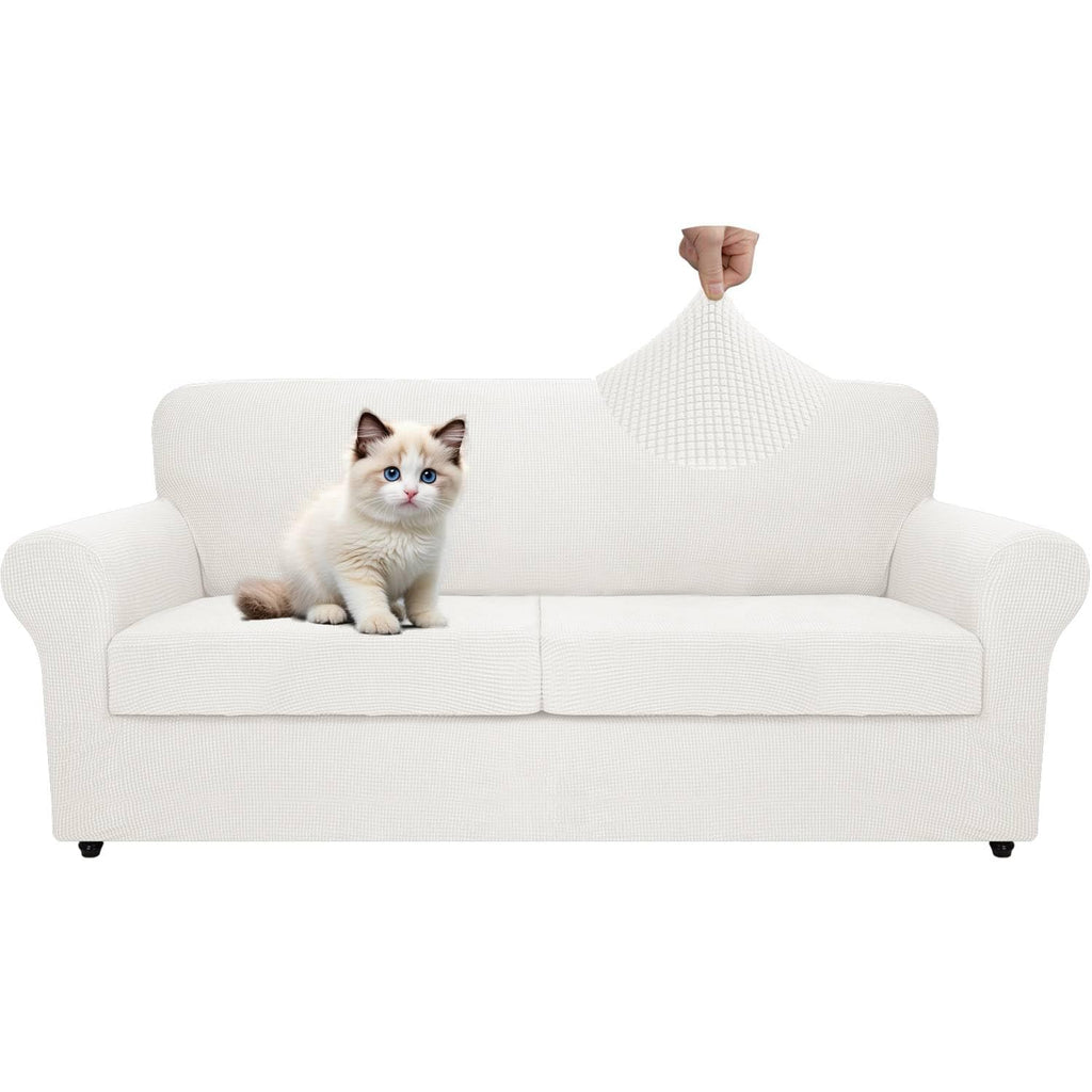 MAXIJIN 2 Piece Couch Covers for 2 Cushion Couch Super Stretch Loveseat Slipcover Dogs Pet Proof Fitted Furniture Protector Spandex Non Slip Sofa Love Seat Cover Washable (Loveseat, Gray)