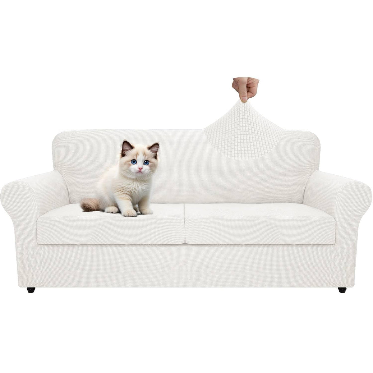 MAXIJIN 2 Piece Couch Covers for 2 Cushion Couch Super Stretch Loveseat Slipcover Dogs Pet Proof Fitted Furniture Protector Spandex Non Slip Sofa Love Seat Cover Washable (Loveseat, Gray)