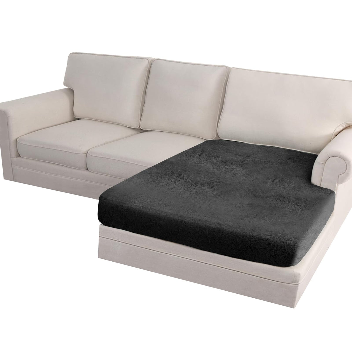 Loveseat Cushion Covers Leather-Look 2PC Stretch Love Seat Slipcover Sets for Living Room Individual Couch Seat Protector, Pet-Friendly, Non-Slip, Easy Fit - Coffee