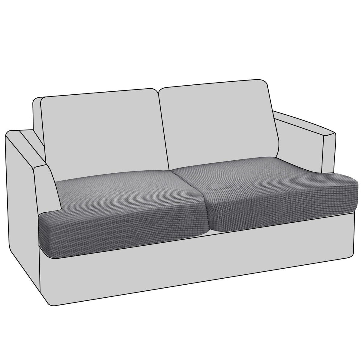 PrinceDeco T Cushion Loveseat Slipcover - 3 Pieces Sofa Cover for 2 Cushion Couch with 2 Individual T Shape Seat Covers Width Up to 76 Inch - Stretch, Machine Washable, Porcelain