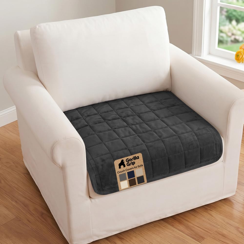 GORILLA GRIP Slip and Leak Resistant Plush Loveseat Cover, Brown
