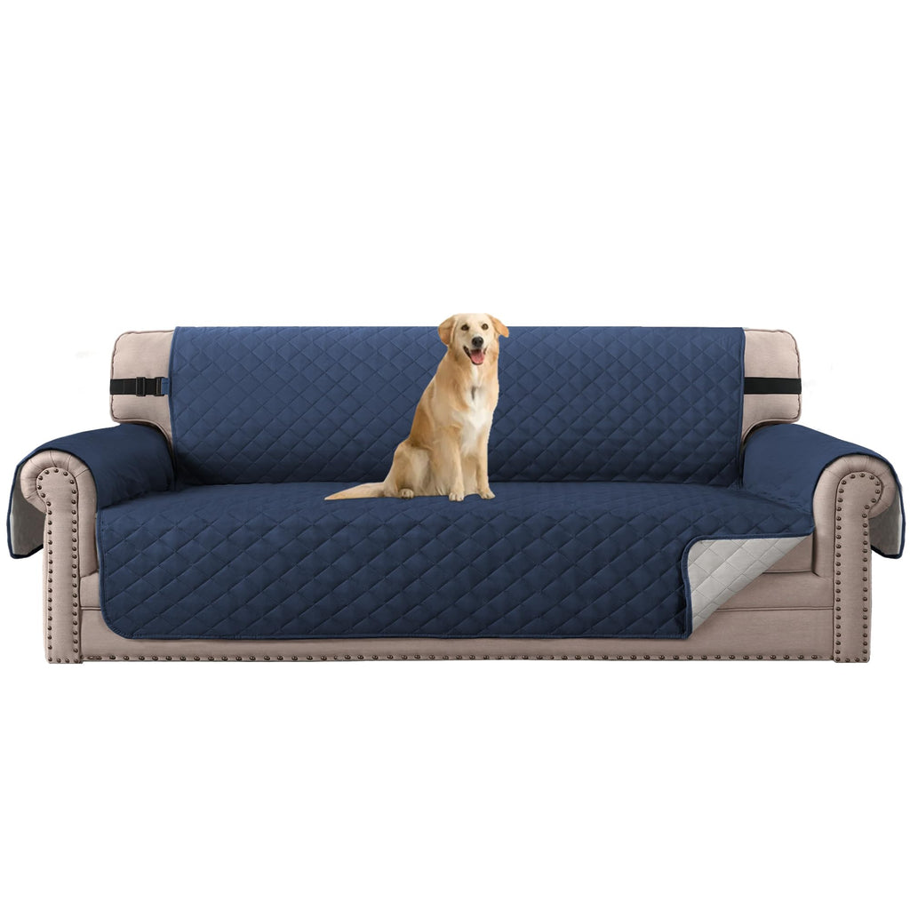 H.VERSAILTEX Reversible Couch Cover for 2 Cushion Couch Water Resistant Loveseat Washable Furniture Cover with Non-Slip Elastic Strap for Dogs, Pets, Kids(Oversized Loveseat, Charcoal Grey)