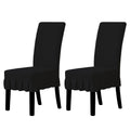 Easy-Going 2 PCS Stretch Dining Room Chair Covers with Skirt, Light Gray