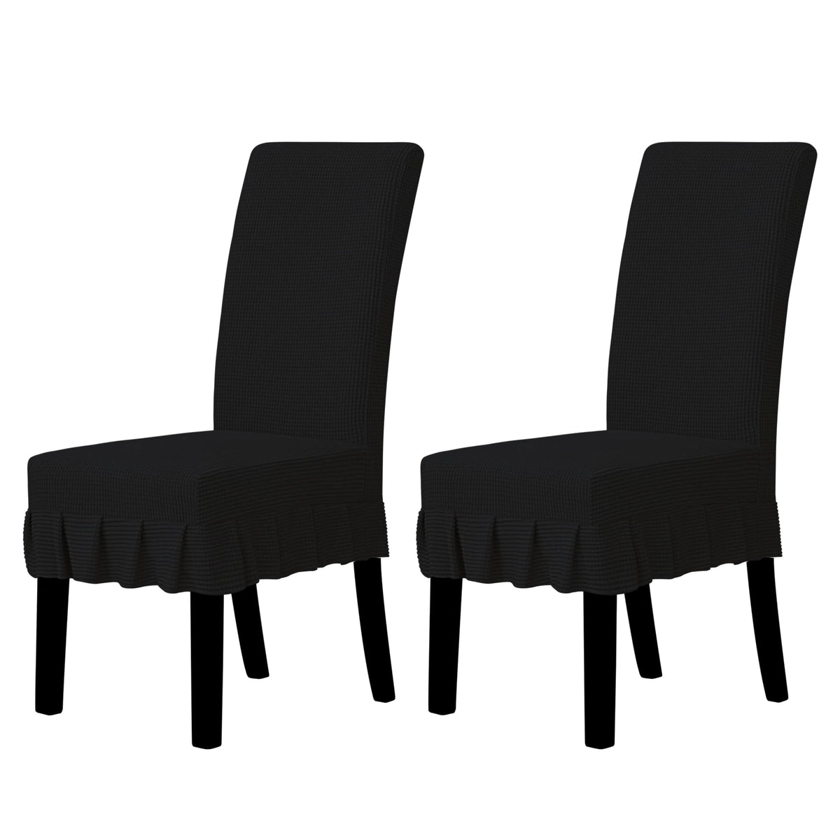 Easy-Going 2 PCS Stretch Dining Room Chair Covers with Skirt, Light Gray