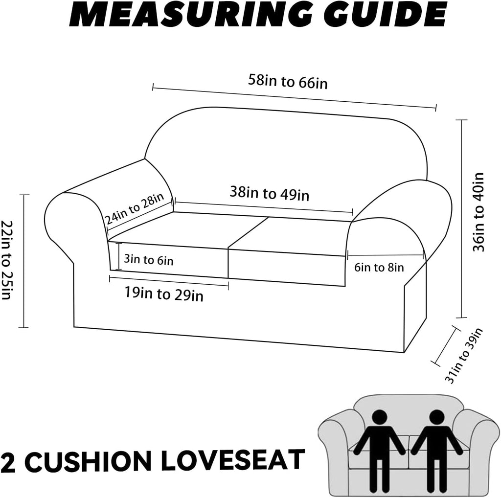 Loveseat Slipcover with Armrest Pockets 3-Piece Set, Stretch Faux Leather Love Seat Covers for 2-Cushion Couches(Fits 58-66") - Non-Slip, Machine Washable, Pet & Kid Friendly - Beige