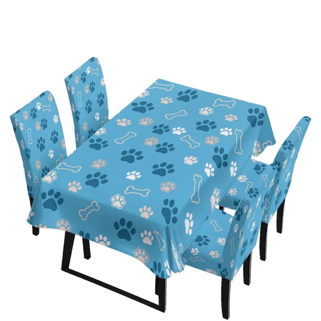 Light Grey 7 Pcs Tablecloth and Chair Covers Set Removable Chair Covers Set of 6 with Table Cover for Dining Room Washable Furniture Protector for Family Gathering Potluck