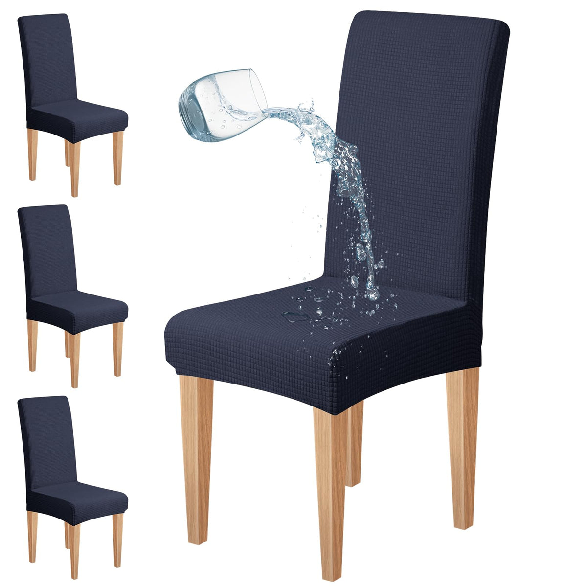 Dioxide Waterproof Chair Covers for Dining Chairs, Stretch Dining Chair Covers Set of 6, Parson Chair Slipcovers, Washable Kitchen Chairs Seat Covers Protectors for Home Restaurant Banquet - Beige