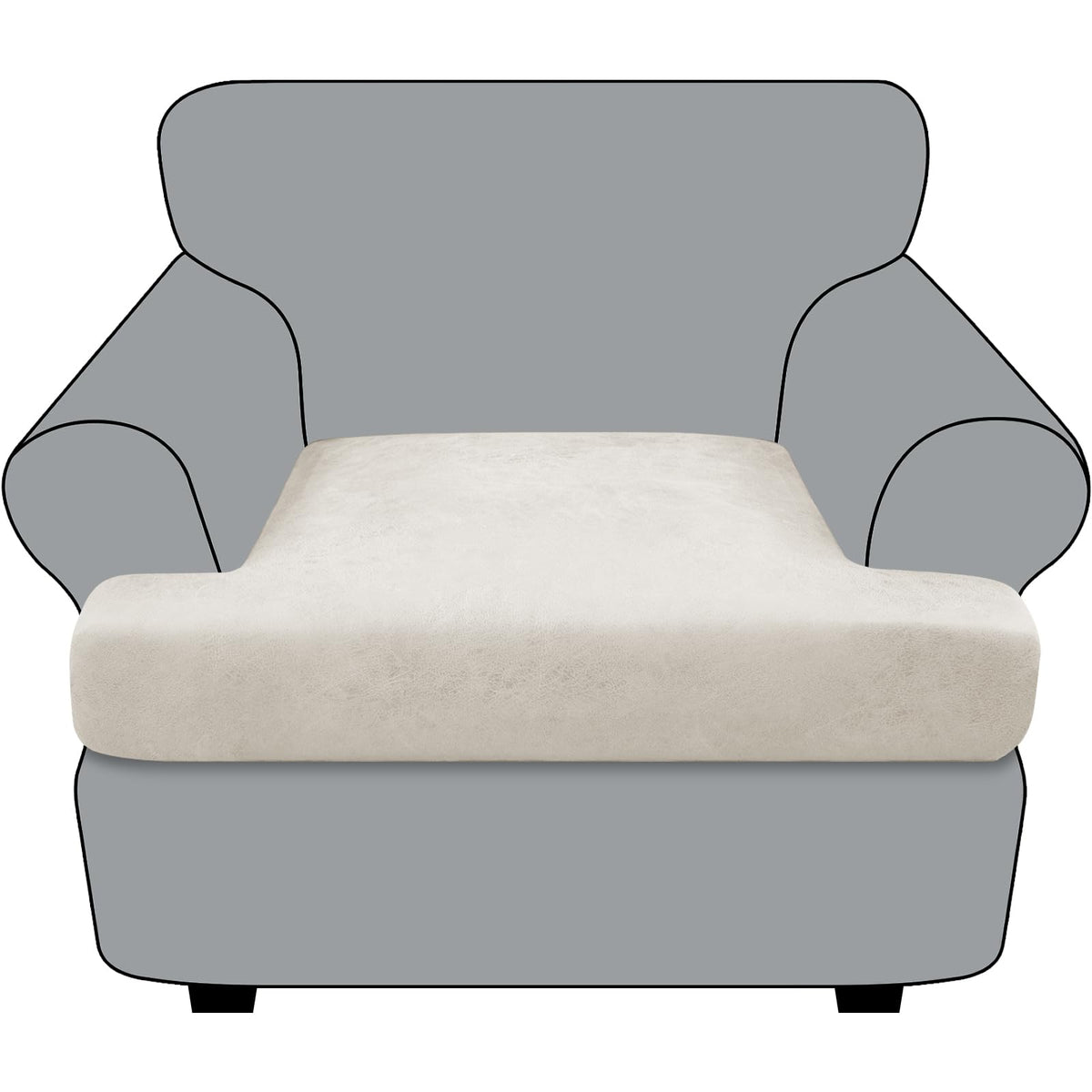 Loveseat Cushion Covers Leather-Look 2PC Stretch Love Seat Slipcover Sets for Living Room Individual Couch Seat Protector, Pet-Friendly, Non-Slip, Easy Fit - Coffee