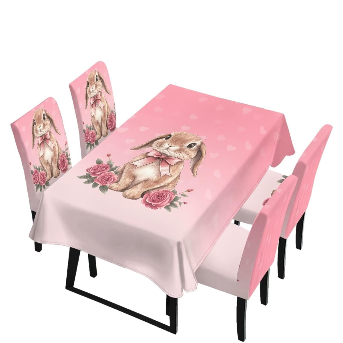 5 Pack Dining Table Cloth Rectangle 4 Seater Includes Kitchen Chair Covers, Stretch Seat Covers for Dining Chairs Anti-dust Washable Table Protector, Tribe Aztec Geometry Print
