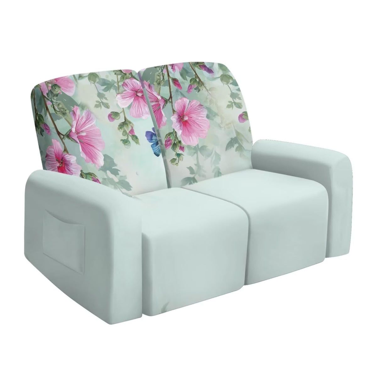 6 Pieces Stretch Recliner Loveseat Covers, Mid-Century Modern Geometric Washable Slipcovers Soft Furniture Protectors with Elastic Bottom for Kids and Pets 2 Seater