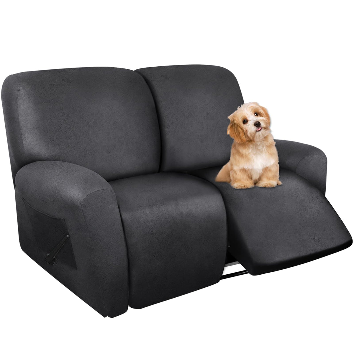 molasofa Leather Like Additional Recliner Console Cover for Reclining Loveseat Covers Stretch Jacquard Middle Consolefor Recliner Couch(Dark Brown)