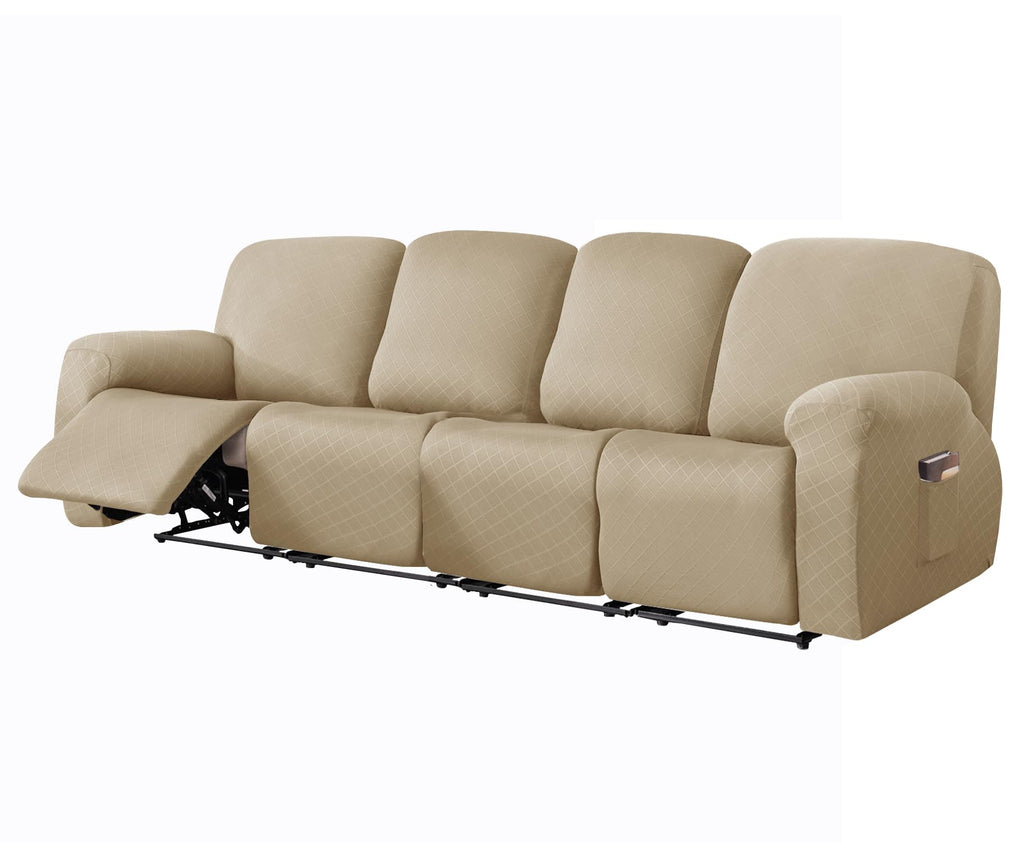 vctops Diamond Recliner Loveseat Slipcover 6-Pieces Stretch Dual Recliner Sofa Covers for 2 Seat Dual Reclining Loveseat Couch Soft Solid Furniture Protector (Dark Coffee,2 Seat)