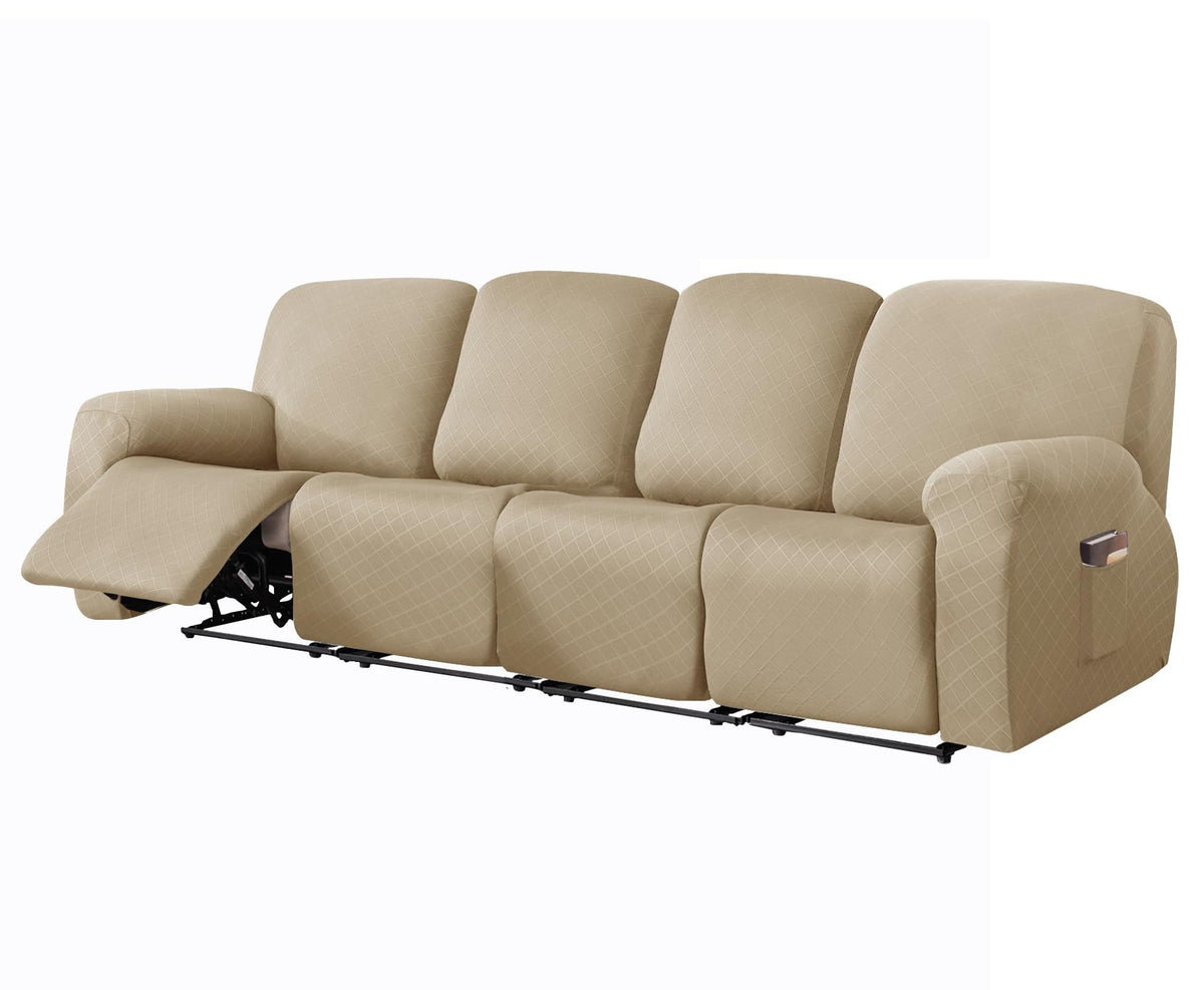vctops Diamond Recliner Loveseat Slipcover 6-Pieces Stretch Dual Recliner Sofa Covers for 2 Seat Dual Reclining Loveseat Couch Soft Solid Furniture Protector (Dark Coffee,2 Seat)