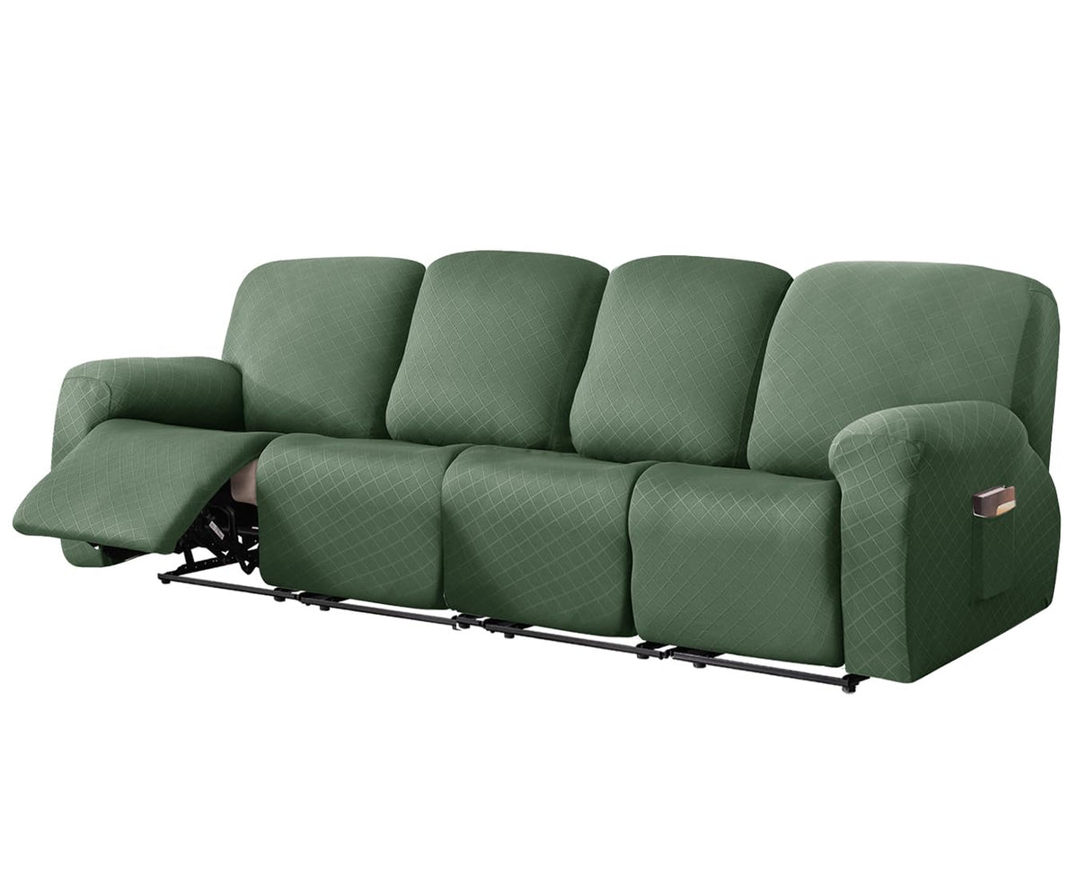 vctops Diamond Recliner Loveseat Slipcover 6-Pieces Stretch Dual Recliner Sofa Covers for 2 Seat Dual Reclining Loveseat Couch Soft Solid Furniture Protector (Dark Coffee,2 Seat)