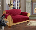 Elegance Linen Quilted Pet Dog Children Kids Furniture Protector Slip Cover Red Love Seat