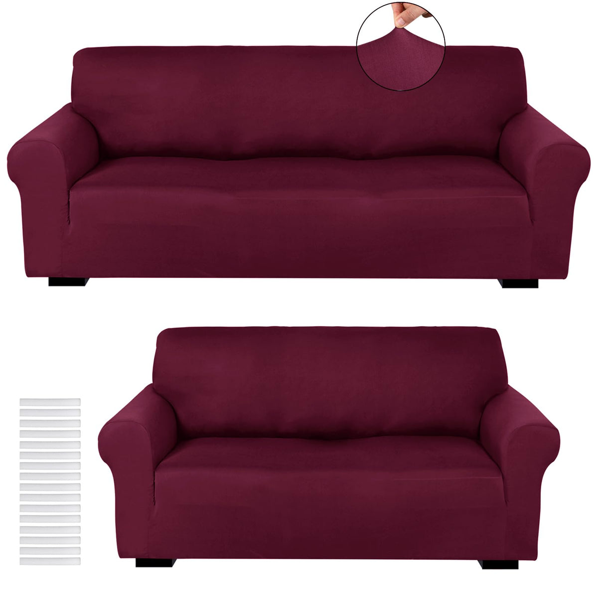 Peryiter 2 Pcs Couch and Loveseat Sofa Covers,Navy Blue,Milk Silk