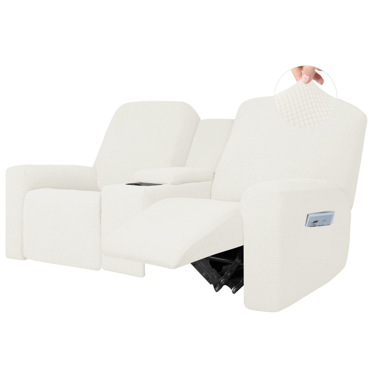 Easy-Going 1 Piece Reclining Loveseat with Middle Console Slipcover