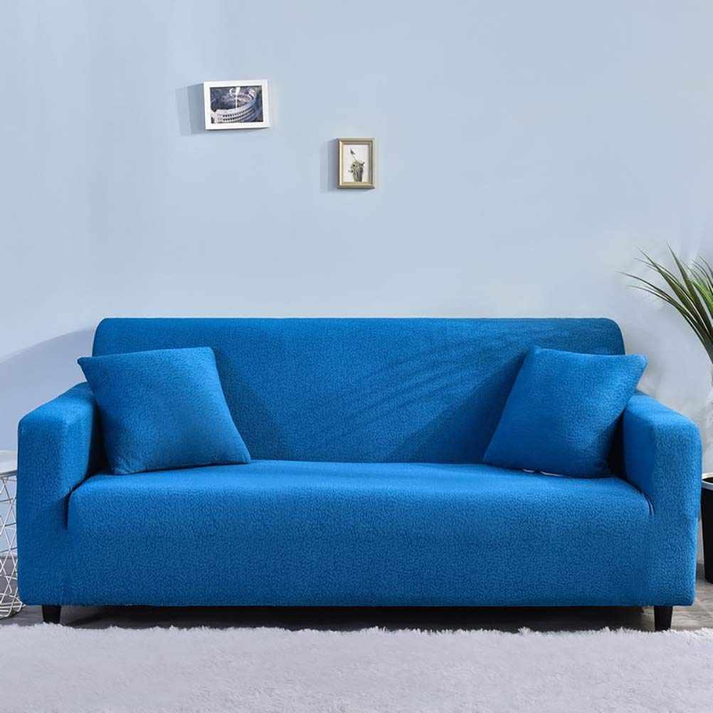 Waterproof Solid Colors Sofa Slipcover, Armchair Loveseat 1/2/3/4 Seater Elastic Seersucker Non Slip Cushion Covers, Durable Wear Resistant Furniture Protection Yolk Yellow 35-55"