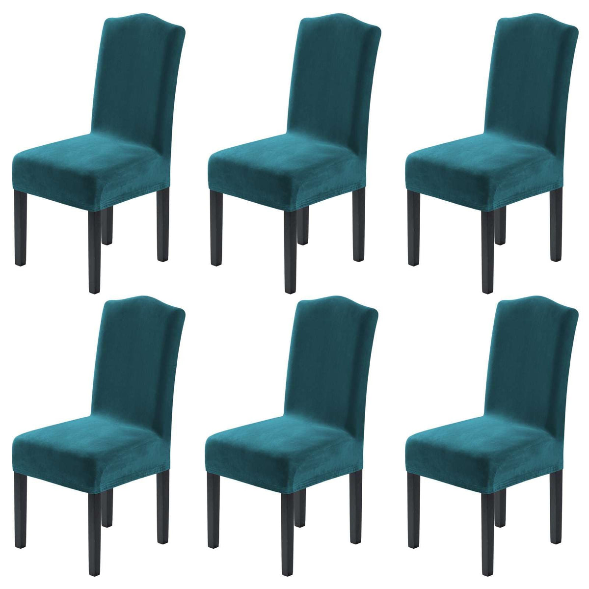 H.VERSAILTEX Dining Chair Covers Velvet Stretch Chair Covers for Dining Room Set of 6 Parson Chair Slipcovers Chair Protectors Covers, Soft Thick Solid Velvet Fabric Washable, Ivory