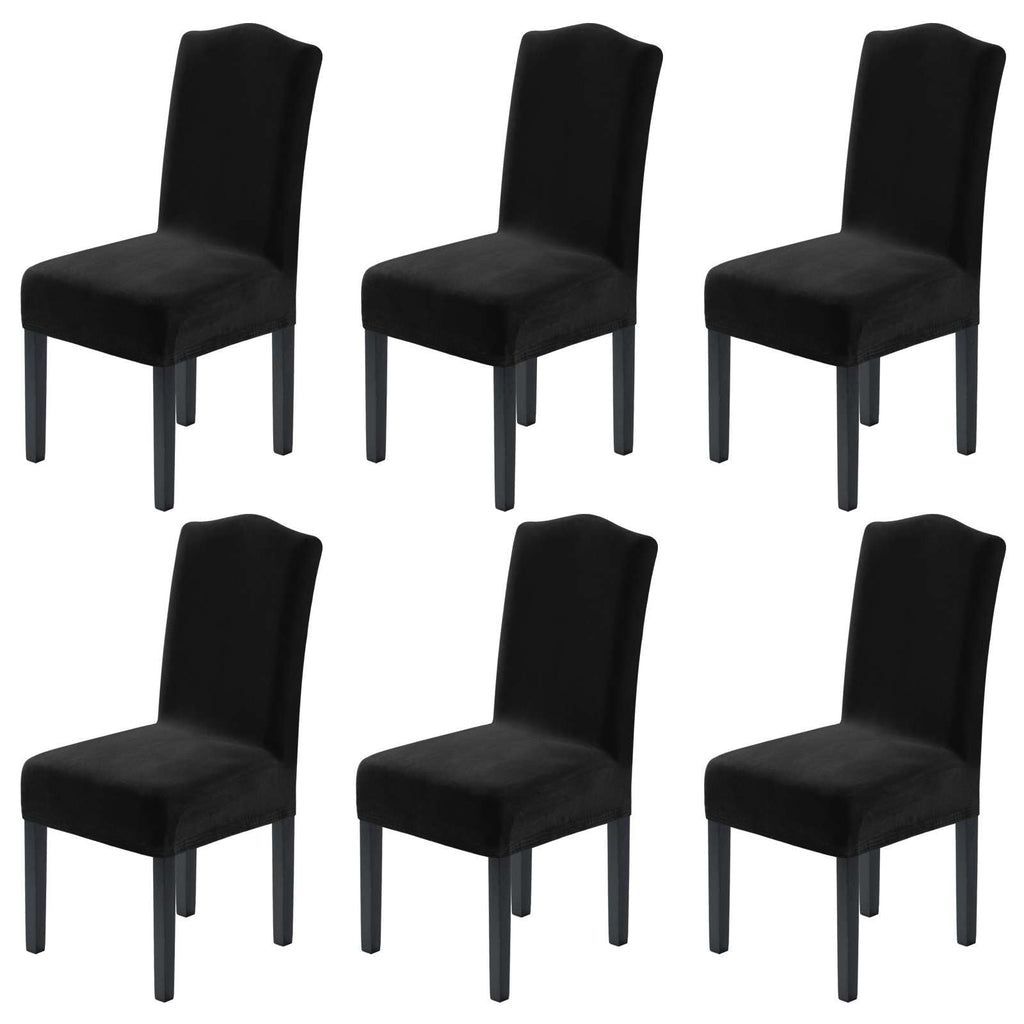 H.VERSAILTEX Dining Chair Covers Velvet Stretch Chair Covers for Dining Room Set of 6 Parson Chair Slipcovers Chair Protectors Covers, Soft Thick Solid Velvet Fabric Washable, Ivory