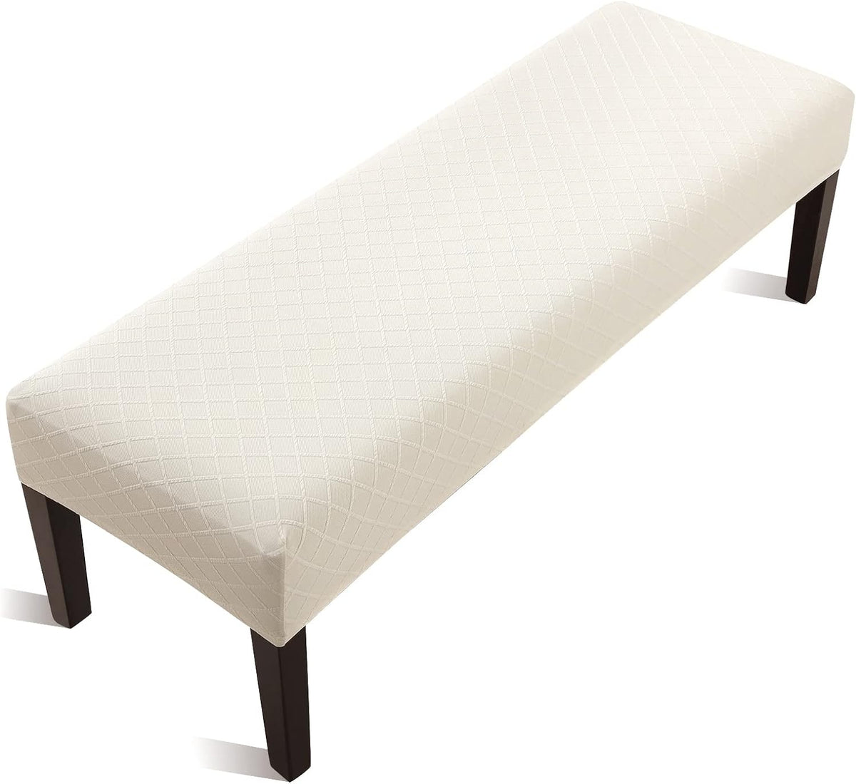 Fuloon Stretch Jacquard Dining Bench Cover - Anti-Dust Removable Bench Slipcover Washable Seat Cushion Protector for Bedroom, Kitchen, Hotel, Banquet (Beige)