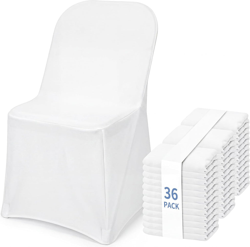 Fixwal 36 Pcs White Folding Chair Covers Spandex Stretch Slipcover