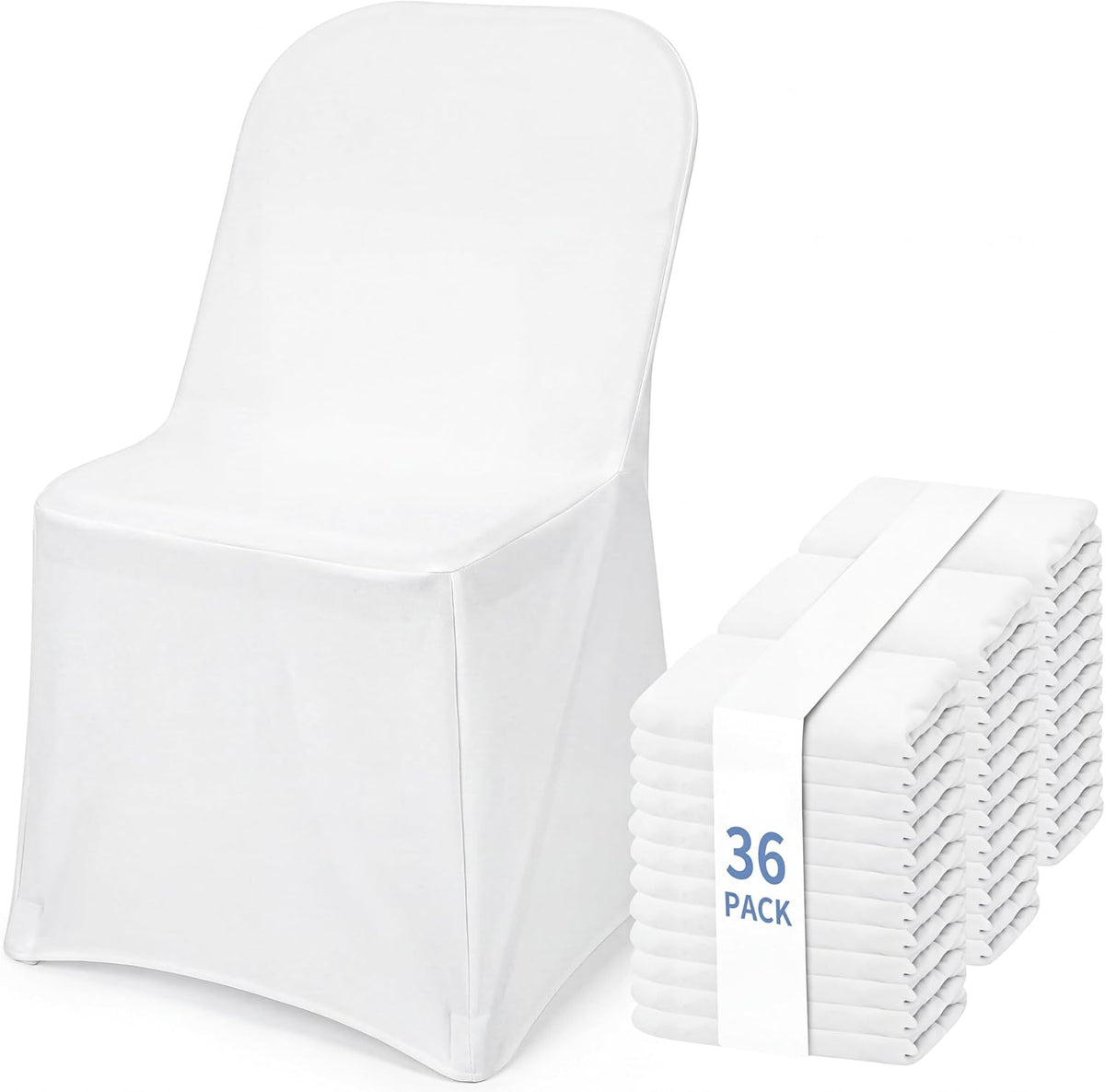 Fixwal 36 Pcs White Folding Chair Covers Spandex Stretch Slipcover