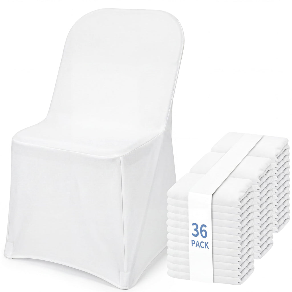Fixwal 36 Pcs White Folding Chair Covers Spandex Stretch Slipcover