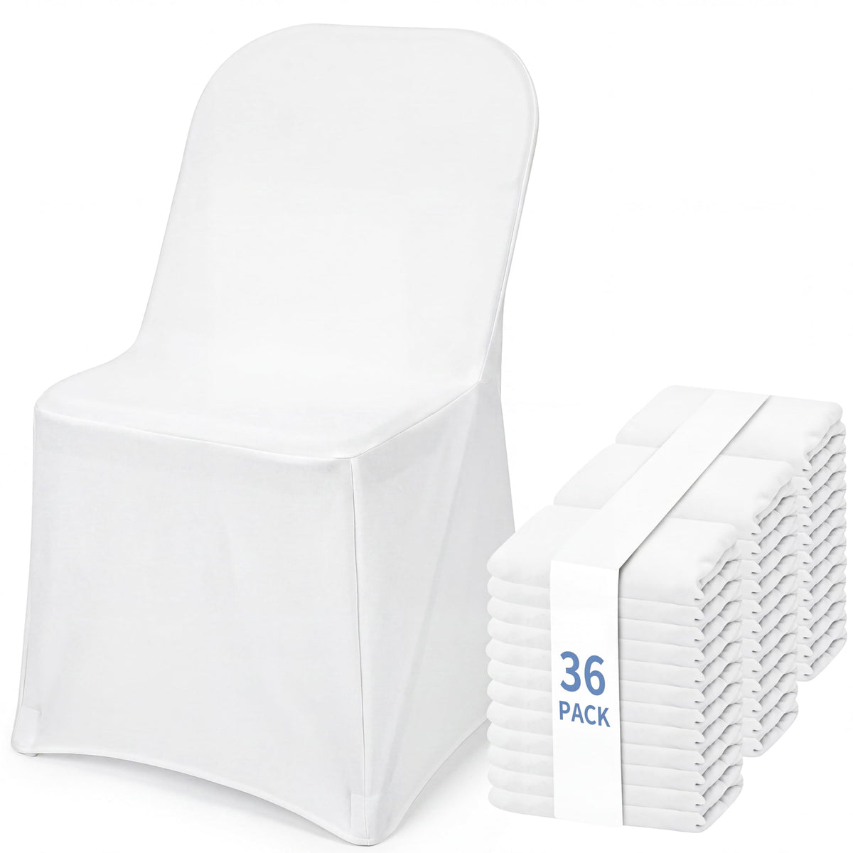 Fixwal 36 Pcs White Folding Chair Covers Spandex Stretch Slipcover