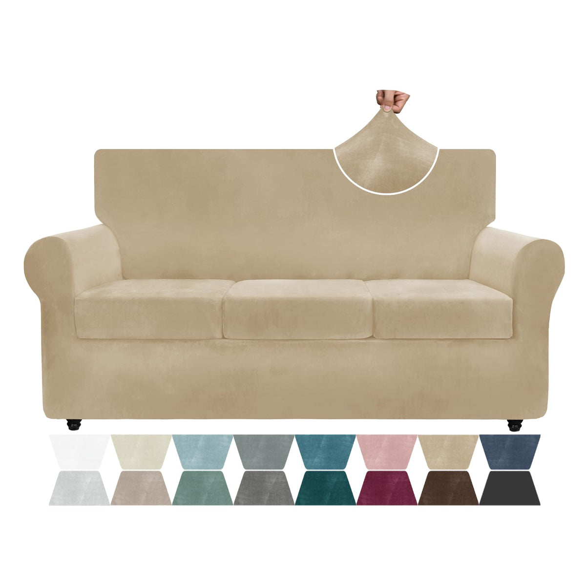 ZNSAYOTX 3-Piece Loveseat Slipcovers High Stretch Spandex Sofa Slip Cover Living Room Love Seat Couch Covers for 2 Cushion Couch Jacquard Small Checks Furniture Protector (Dark Grey, Loveseat)