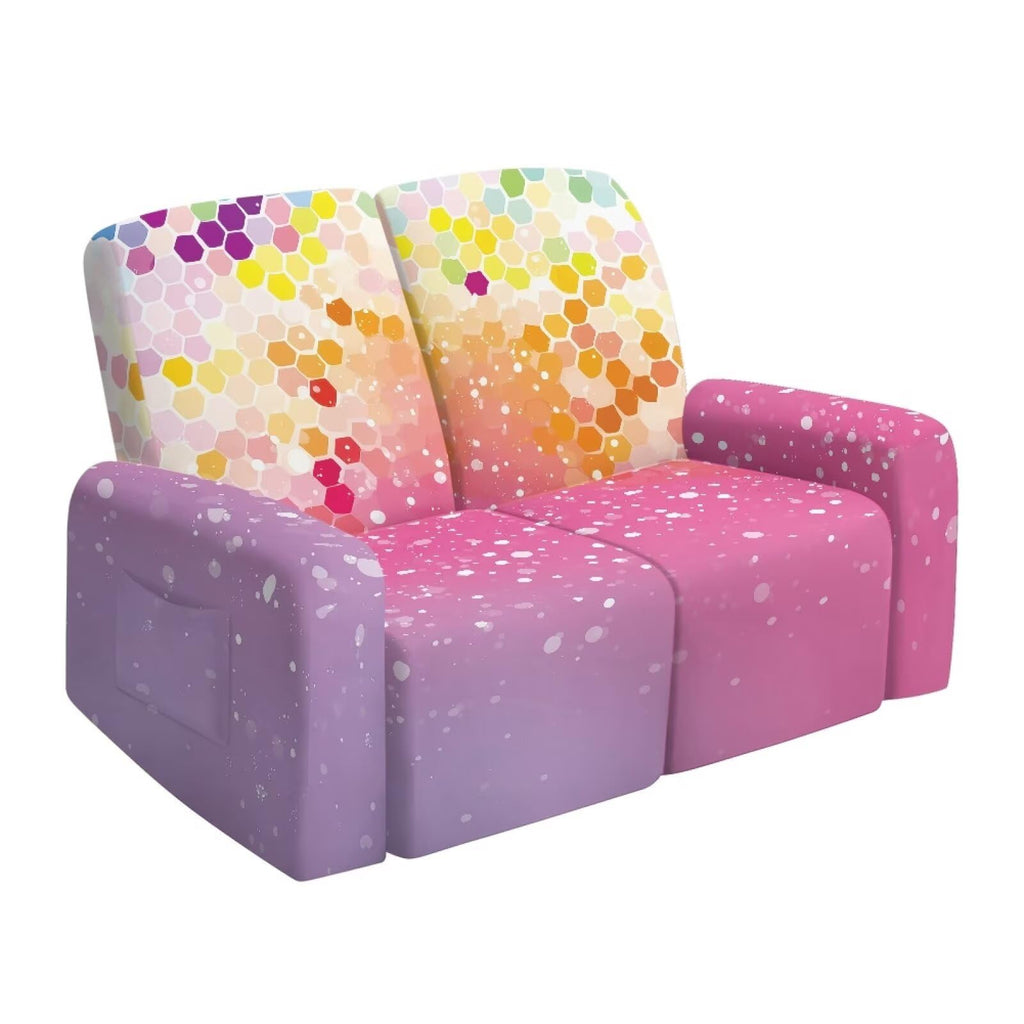 6 Pieces Stretch Recliner Loveseat Covers, Mid-Century Modern Geometric Washable Slipcovers Soft Furniture Protectors with Elastic Bottom for Kids and Pets 2 Seater