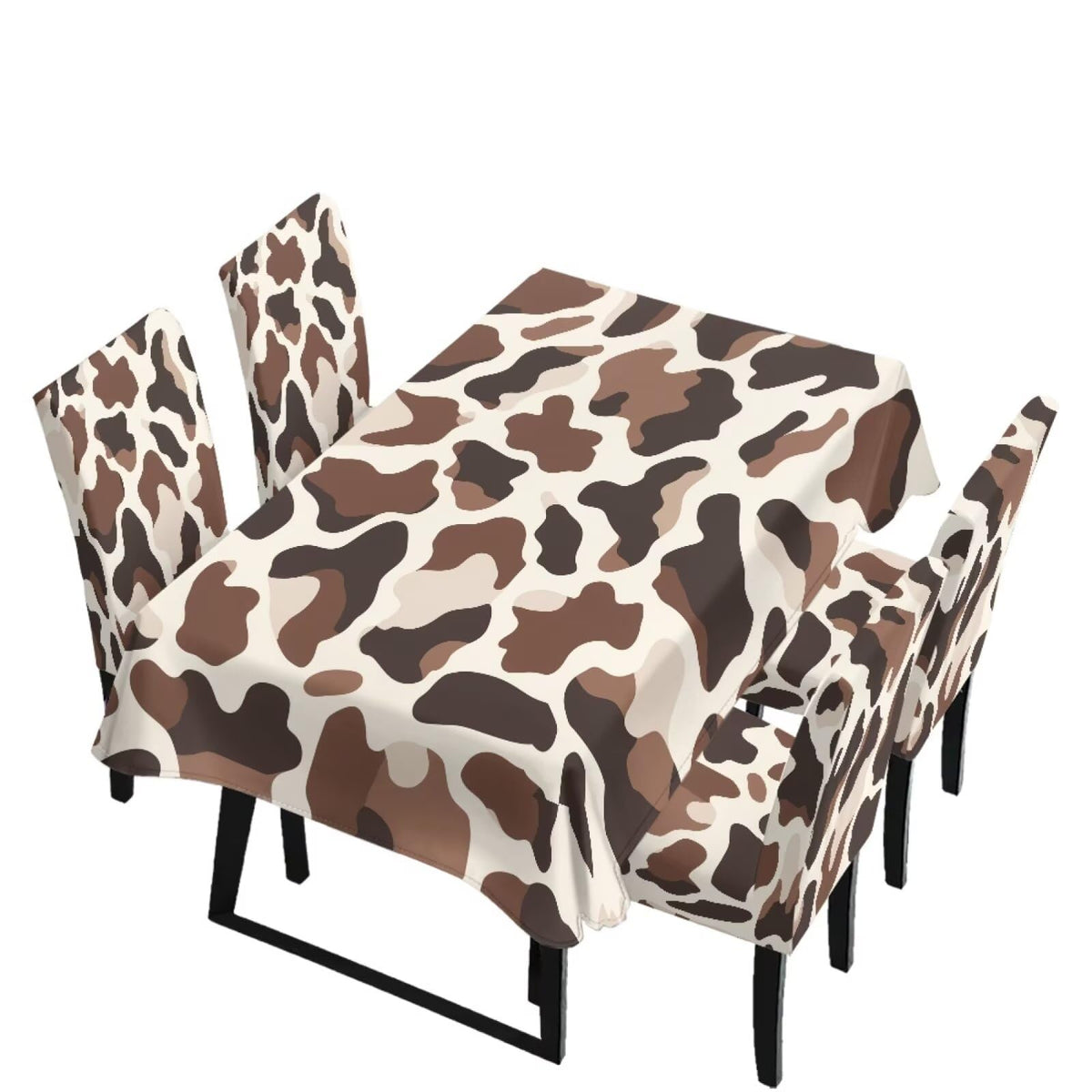 5 Pack Dining Room Chair Cover Set and Table Cloth Rectangle, Dust Proof Machine Washable Tablecloths Comfortable Chair Seat Slipcovers for Restaurant Decor, Abstract Fluid Marble