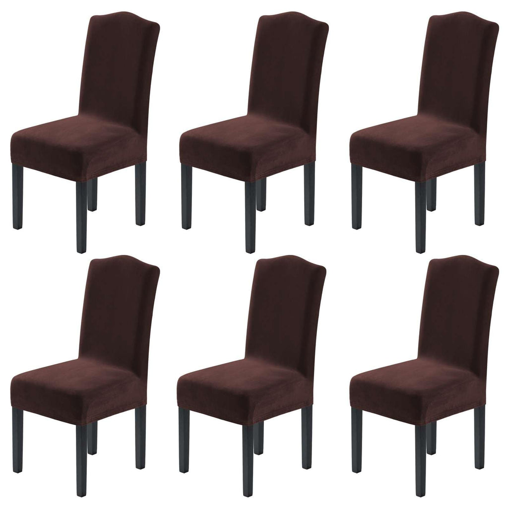 H.VERSAILTEX Dining Chair Covers Velvet Stretch Chair Covers for Dining Room Set of 6 Parson Chair Slipcovers Chair Protectors Covers, Soft Thick Solid Velvet Fabric Washable, Ivory