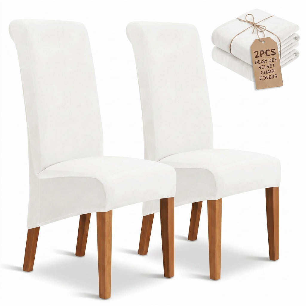 Velvet Dining Chair Covers Set of 2, Extra Large XL Oversized Stretch Parsons Chair Slipcovers for High Back Dining Room Kitchen, Non-Slip Removable Washable Chair Protectors,Khaki