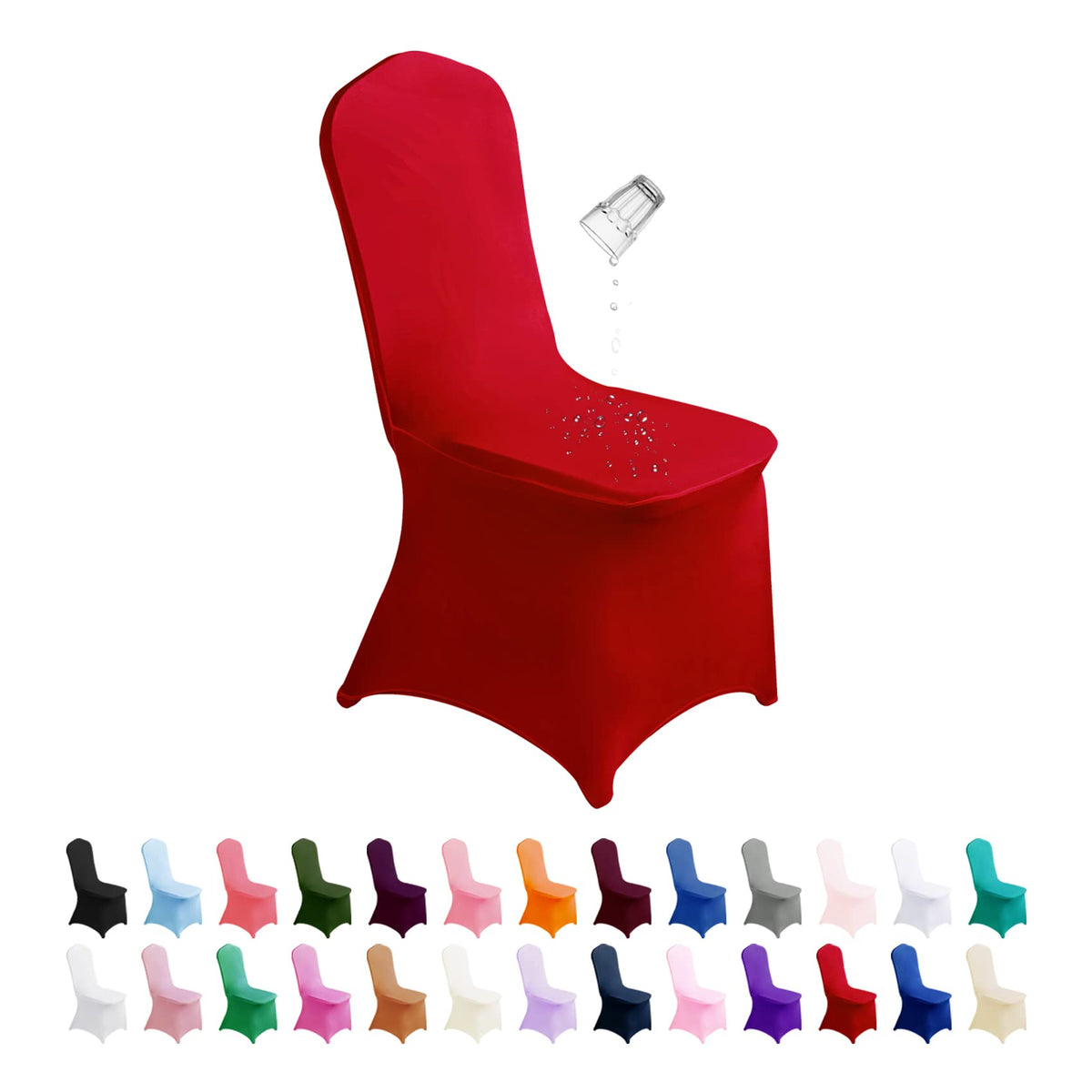 SuperO Waterproof Spandex Chair Cover 25PCS, Stretch Dining Chair Covers, Polyester Outdoor Chair Covers, Protector Stretch Chair Cover for Party Universal, Banquet, Wedding Event, Hotel(White)