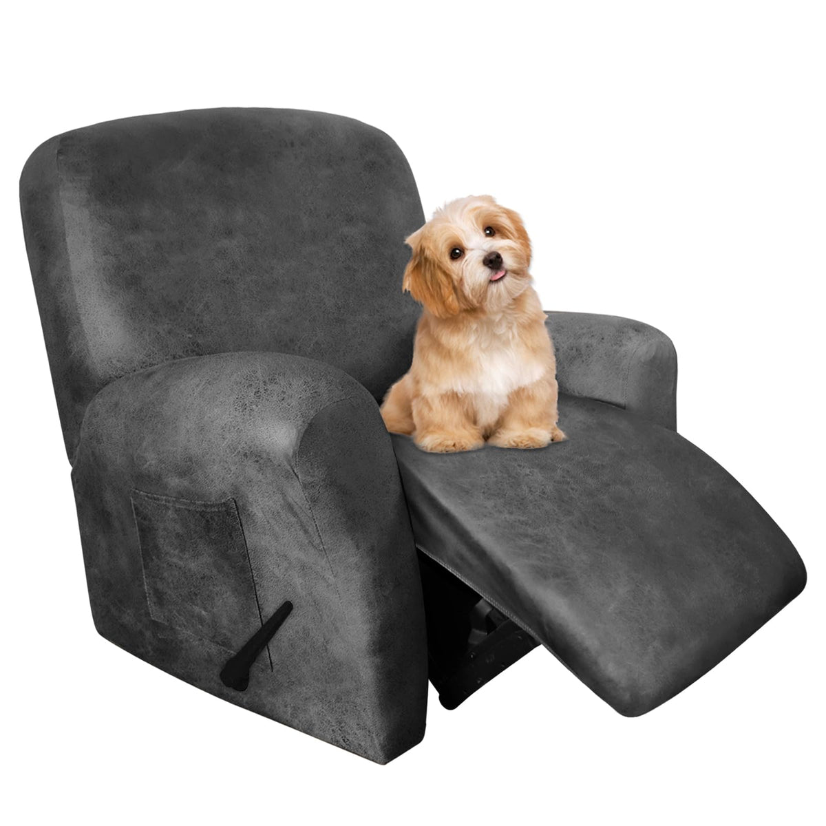 molasofa Leather Like Additional Recliner Console Cover for Reclining Loveseat Covers Stretch Jacquard Middle Consolefor Recliner Couch(Dark Brown)