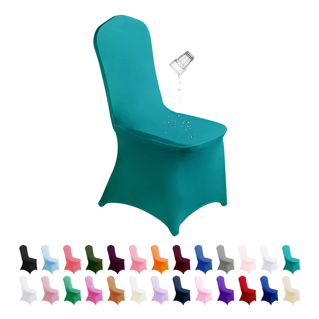 SuperO Waterproof Spandex Chair Cover 25PCS, Stretch Dining Chair Covers, Polyester Outdoor Chair Covers, Protector Stretch Chair Cover for Party Universal, Banquet, Wedding Event, Hotel(White)
