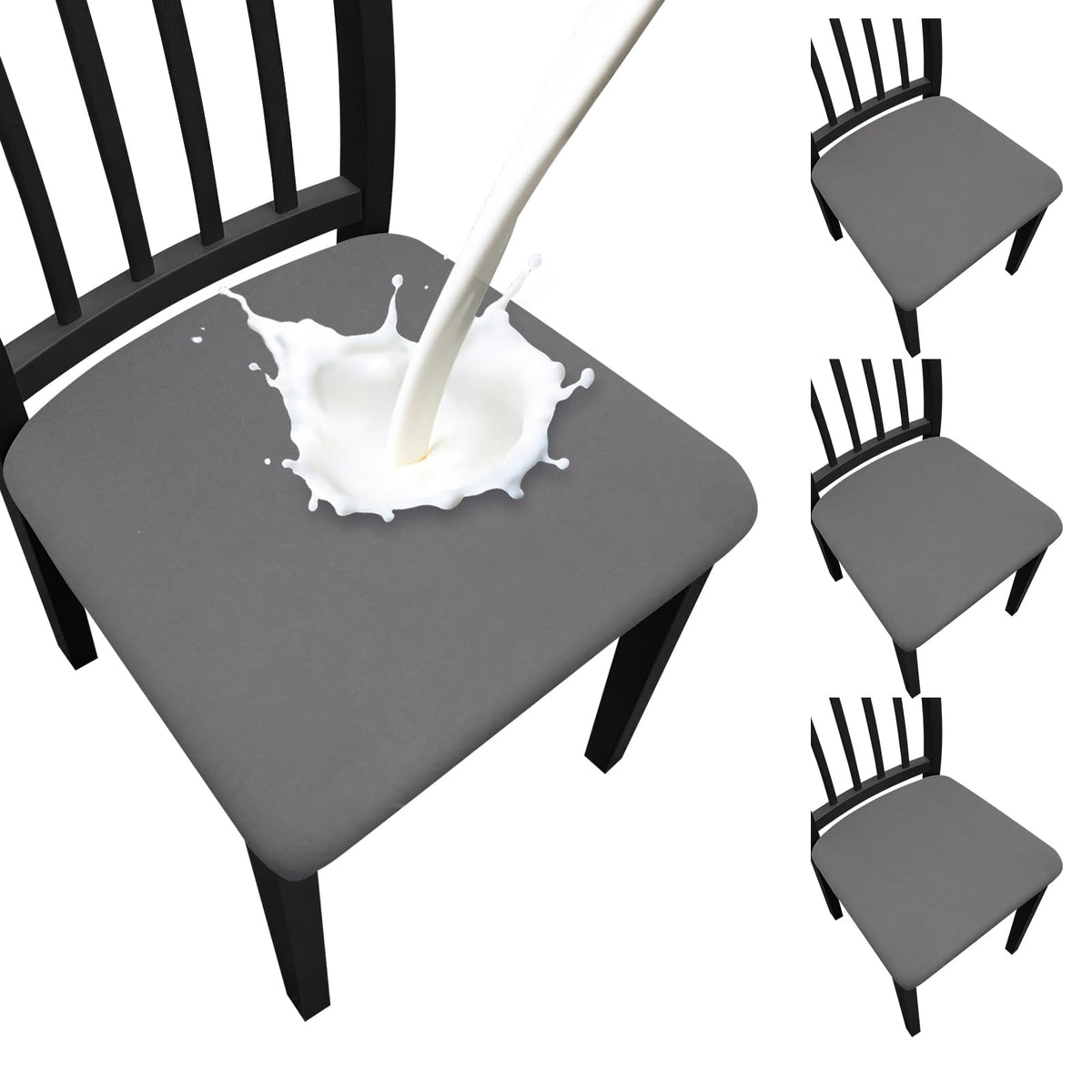 Waterproof Dining Chair Seat Covers Set of 6, Stretch Removable Dining Room Seat Covers for Dining Chairs, Kitchen, Hotel, Party