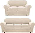 H.VERSAILTEX Stretch Sofa Covers for 3 Cushion Bundle 2 Cushion Loveseat Sofa Cover, Natrual