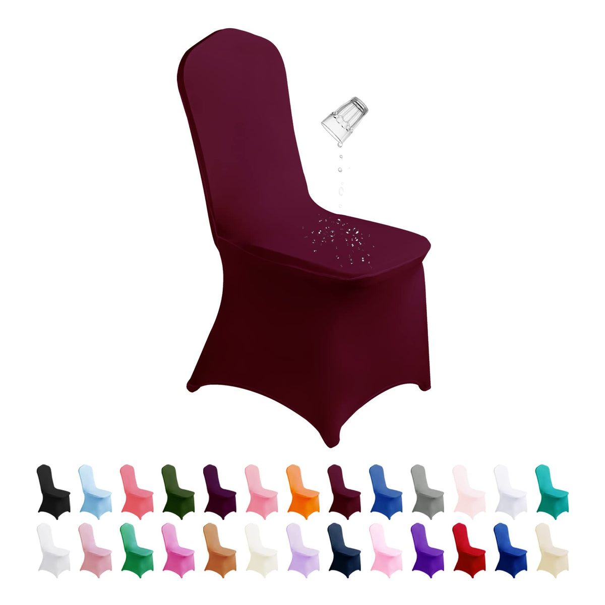 SuperO Waterproof Spandex Chair Cover 25PCS, Stretch Dining Chair Covers, Polyester Outdoor Chair Covers, Protector Stretch Chair Cover for Party Universal, Banquet, Wedding Event, Hotel(White)