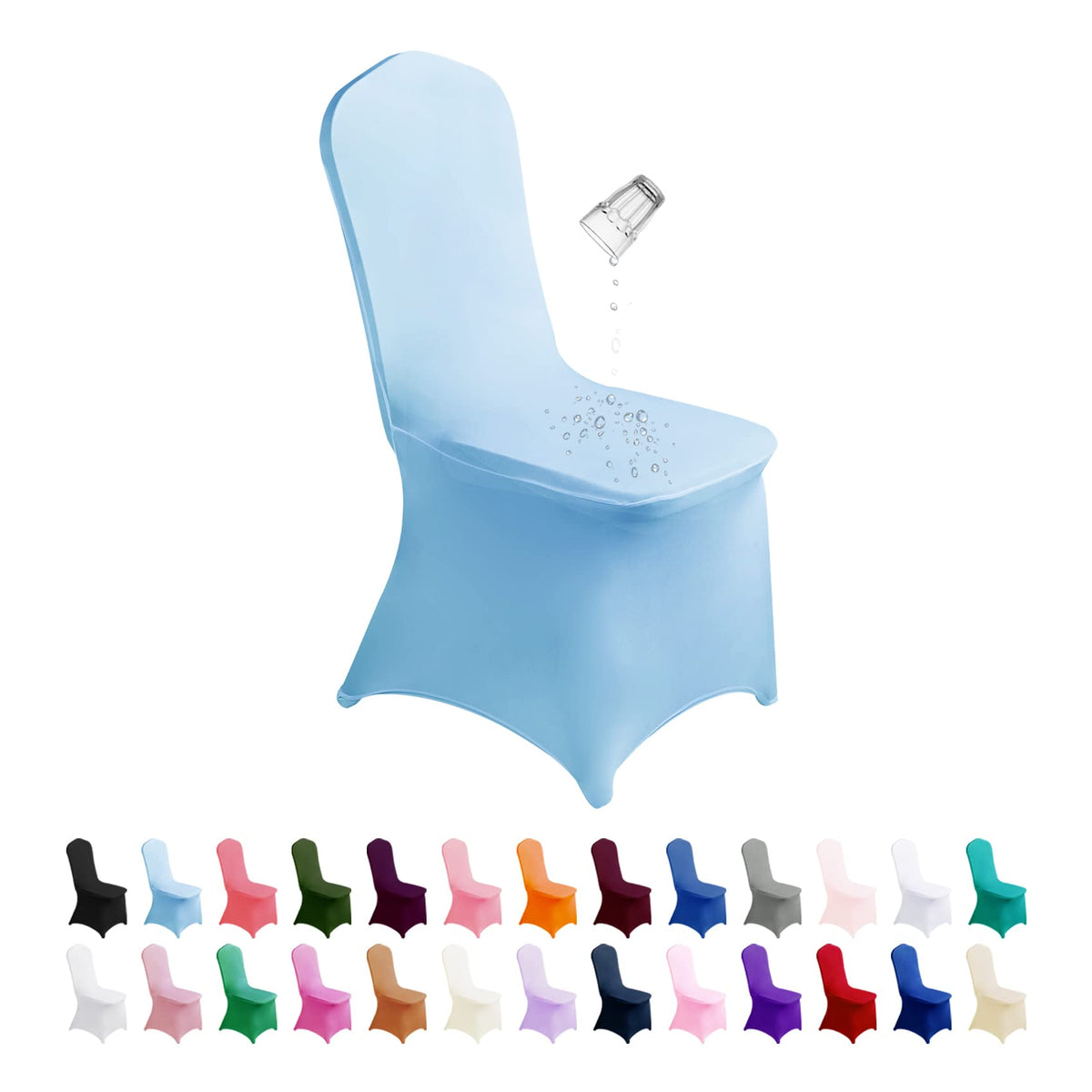 SuperO Waterproof Spandex Chair Cover 25PCS, Stretch Dining Chair Covers, Polyester Outdoor Chair Covers, Protector Stretch Chair Cover for Party Universal, Banquet, Wedding Event, Hotel(White)