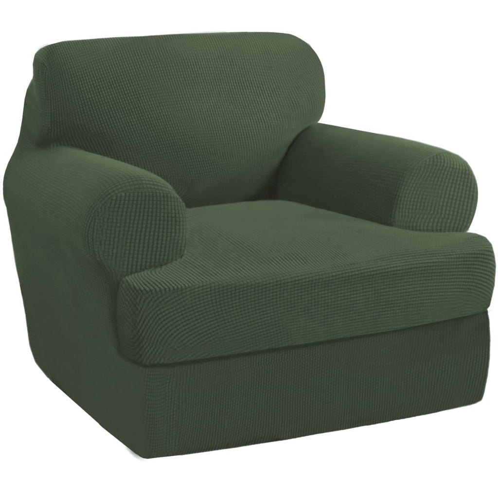 PrinceDeco T Cushion Loveseat Slipcover - 3 Pieces Sofa Cover for 2 Cushion Couch with 2 Individual T Shape Seat Covers Width Up to 76 Inch - Stretch, Machine Washable, Porcelain